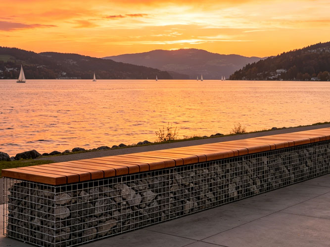 Welded Gabion Waterfront Bench